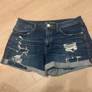 Maurices Dark Blue Distressed Jean Shorts